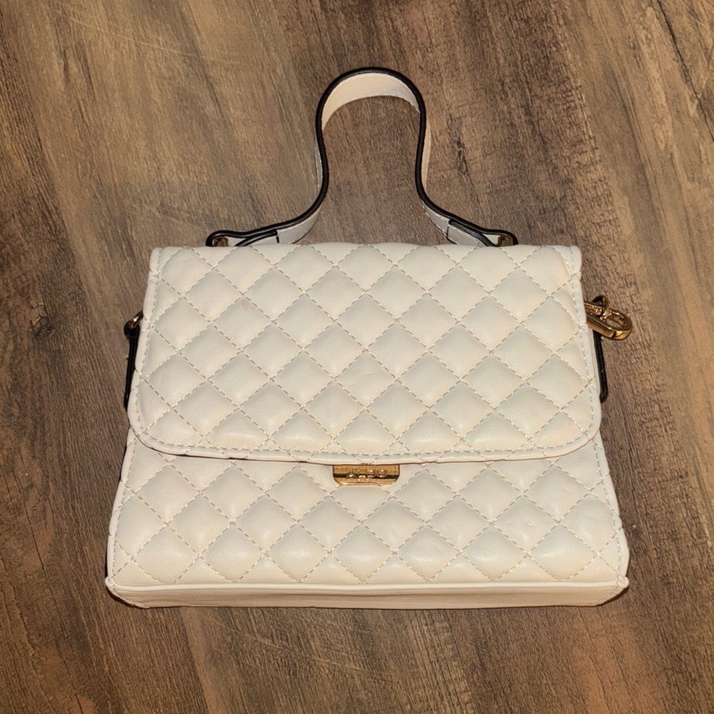 Chic Cream Quilted Satchel